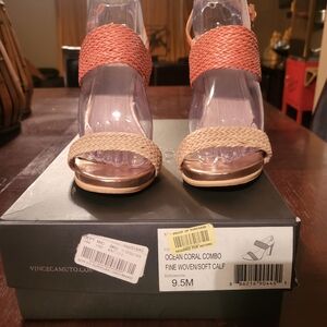 Vince Camuto Orange Tan Heels Modern Design